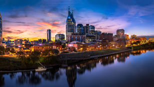 Illuminated Nashville cityscape at night, adorned with captivating lights, showcasing the beauty of the vibrant city.